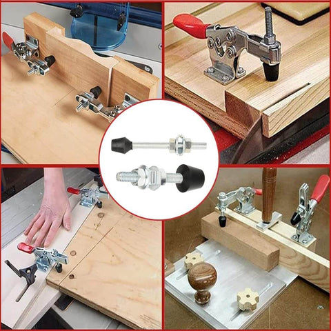 Two Pack Vertical Quick-Release Toggle Clamp With Rubber Pressure Tips, Heavy-Duty Carbon Steel Body, Easy Grip Handle in use