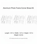 Diagram of Aluminum L Shaped Corner Braces For Picture Frames And DIY Projects Metal Miter Joint Reinforcement Kit components.