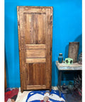 Hand Carved Solid Wood Barn Door With Brass Locker, Totally Custom Size Interior Sliding Or Hinged Door, Rustic Antique Style