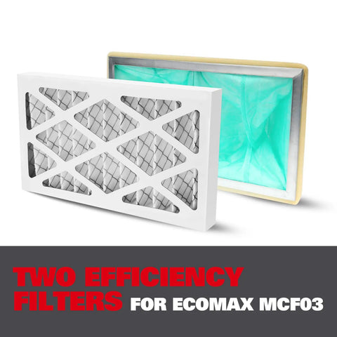 Bang For Your Buck Dual Replacement Filters Set For Ecomax MCF03 Air Filtration Systems packed with two types of filters.