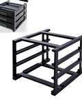 Solid Desktop Pc Storage Rack For Three Micro Computers With Clever Stacking Slots To Knock Out Your Desk Clutter Fast And Keep Your Entire Workspace Locked In Daily, black metal frame design.