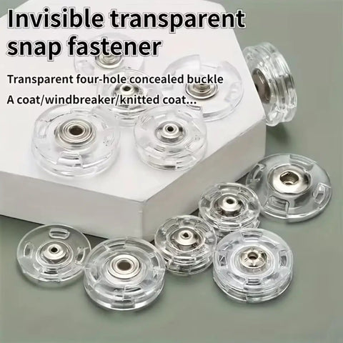 Ultra Clear Invisible Snap Buttons Straight Up Hidden Fasteners Keep Your Look Locked In And Secretly Secure on transparent plastic fasteners.