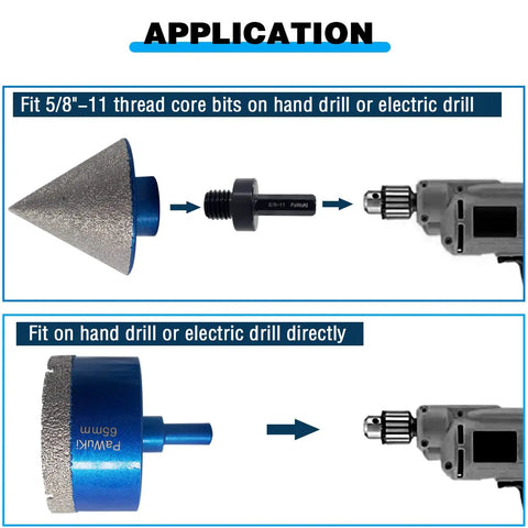 Illustration of a 3/8 Inch Hex Shank To 5/8-11 Male Arbor Adapter for core drill bits and diamond hole saw attachments.