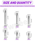 Pro Grade 48 Pcs M4 Dowel Pin Kit With Slotted Pins In 6 Sizes M4x6/10/16/20/25/30mm, 304 Stainless Steel size diagram