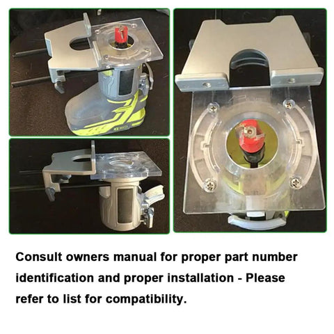 Premium Router Edge Guide Assembly For Seamless Woodworking Projects With Crisp Precision And Easy Install Design That Slides Right Onto Ryobi 18V One Plus Trimmers P601 P206 PCL424B PCL424 R2401 on trimmer with steel and plastic components.