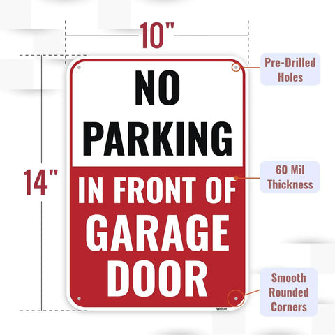 Top Shelf No Parking Do Not Block Garage Door Sign 14 By 10 Inch Crazy Durable Sixty Mil Aluminum Outdoor Metal Plate with pre-drilled holes