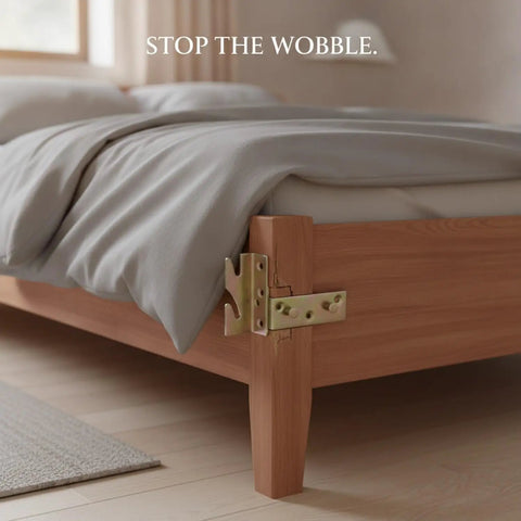 Tough as Nails Heavy Duty Bed Frame Corner Hinge Reinforcement Bracket on wooden bed frame corner, 3.0mm cold rolled steel