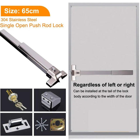 Stainless Steel Door Push Bar Panic Exit Device With Exterior Lever Emergency Lock For Commercial Doors displayed
