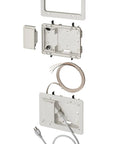 Low Profile TV Bridge Kit For Shallow Walls 8x5 Box Fits 1/2 Inch Or 5/8 Inch Drywall White 1 Pack Easy Flush Mount with cables