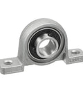 2 Pack KP002 15mm Bore Zinc Alloy Pillow Block Bearing With Self Aligning Inner Ball Insert Flanged Base Rust Resistant And Built To Last For Industrial Machinery Use, shown front view