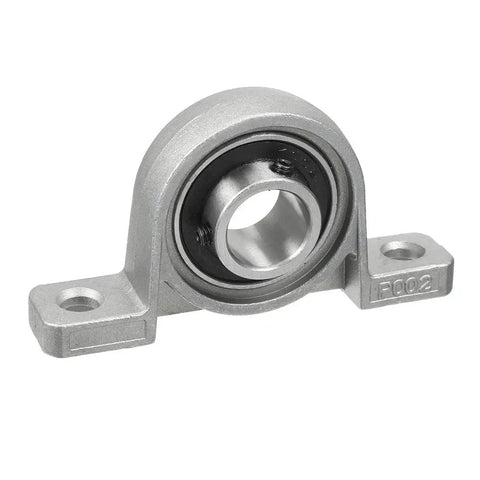 2 Pack KP002 15mm Bore Zinc Alloy Pillow Block Bearing With Self Aligning Inner Ball Insert Flanged Base Rust Resistant And Built To Last For Industrial Machinery Use, shown front view