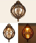 Outdoor Pendant Lights For Porch And Yard Old School Vintage Exterior Hanging Lantern With Spherical Glass Shade Bronze Aluminum Fixture Weatherproof IP54 For Gazebo Entryway Patio And Garden