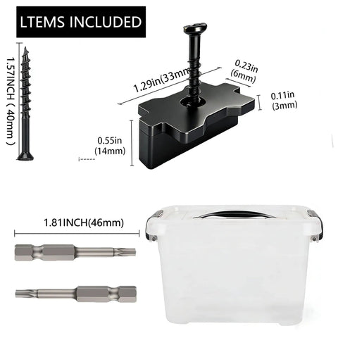 Heavy Duty Hidden Deck Fasteners With Rust Proof Star Hole Screws And Smooth Nylon Composite Decking Clips dimensions and items included.