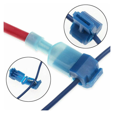 Hot 300 PCS Insulated T-Taps Quick Splice Wire Connectors For 22 To 10 AWG Cables And Super Durable Spade Terminals Kit You Gonna Love, blue insulated splice connector