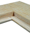 Close-up of corner joint made with Divided Light Door Kit With Rail And Stile Bits Set Carbide Tip Heavy Duty Router Bits, showing wood detail.
