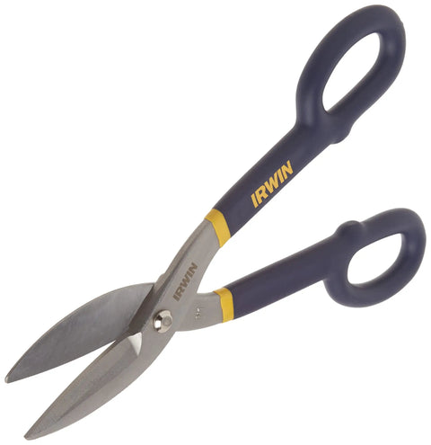 12-3/4 Inch Flat Tin Snips For Quick, Clean Cuts Through 20 Gauge Cold-Roll Steel And 22 Gauge Stainless, Flat Blade Delivers Straight Lines And Wide Curves, Precision Ground Edges, Drop-Forged Hot Steel Blades For Durability