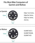 Diagram showing compatibility of Upgraded Sturdy Bike Computer Mount For Garmin Edge And Wahoo Elemnt Top Cap Mount Fits One And One Eighth Inch Headset