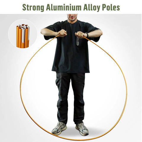Person demonstrating strong aluminum poles of 2 Person Backpacking Tent Waterproof Lightweight Camping Tent For Two People Hiking Outdoor