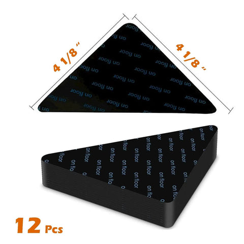 No Slip Rug Grippers 12 Pack Carpet Stickers For Area Rugs Double Sided Tape For Hardwood Floors And Tile Floors No Damage Anti Slip Fasteners Stop Rug Pad Curling And Slipping, triangle shape dimensions