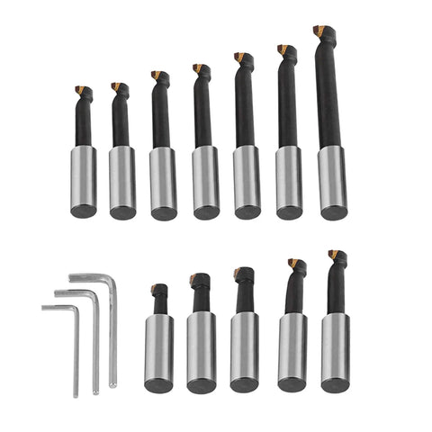 12 Piece Pro Grade Carbide Boring Bar Milling Set With 3 Inch Boring Head R8 Shank And 12 Shank Bars Up To Three Quarters Inch Capacity