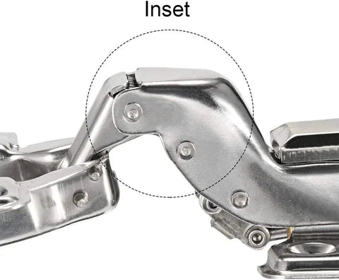 Close-up of stainless steel concealed cabinet hinge with copper core cylinder, part of 4 pack heavy duty hydraulic door hinges.