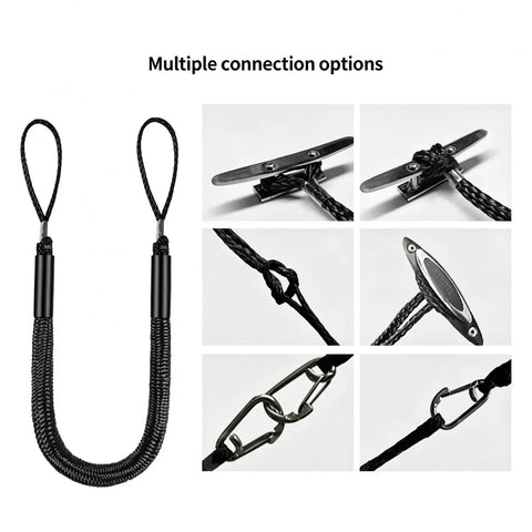 Dock Line For Shore Docking With Bungee Mooring Rope Double Loop Ends For Kayak showing multiple connection options