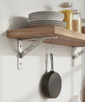 Heavy-Duty Wall Mount Shelf Support With Stainless Steel L-Bracket for Kitchen Storage, Corrosion-Resistant Silver Finish