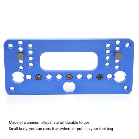 Dead Simple Precision Woodworking Jig Hole Opener Puncher Aluminum Alloy Locator Tool With Screwdriver, blue guide for precise alignment.