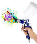 Road Warrior Pneumatic Hvlp Sprayer With 0.8Mm Nozzle, Heavy Duty Aluminum Alloy Paint Gun spraying vibrant paint, ideal for refinishing.
