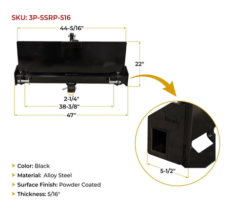 Universal 3 Point Attachment Adapter with Adjustable Lift Arms from 8 to 43 Inches for Skid Steers Loaders and Tractors Front Case Built Tough
