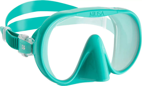 Musa Frameless Dive Mask With Low Internal Volume And Wide Field Of View In Aqua Green, Lightweight Travel Ready Snorkel Gear