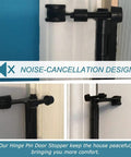 Image showing 24 Pack Heavy Duty Hinge Pin Door Stops With Thick Rubber Bumpers Adjustable Zinc Alloy Wall Guards attached to a door.