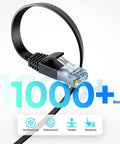 Flat Cat6 Ethernet Cable 2 Pack 6Ft High Speed Internet and Network Cable with Shielded RJ45 Connectors, shown bending