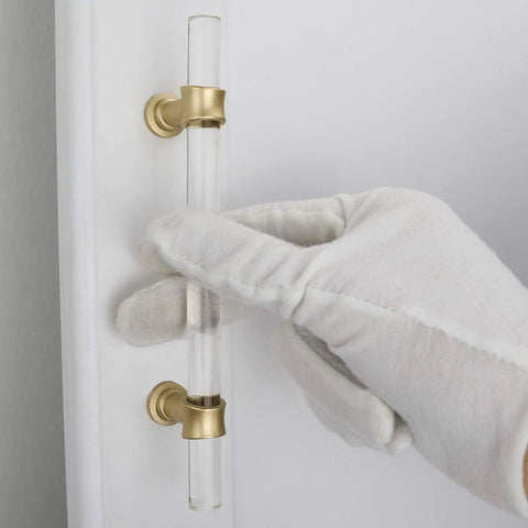 Gold Clear Acrylic Cabinet Pulls 10 Pack For Dresser Drawers And Kitchen Cabinets 3 Inch Center To Center Spacing Durable Gold Tone