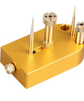 Durable Metal Hairspring Stand for Watch Repair and Movement Balancing, multifunction tool kit in gold color with precision holders.