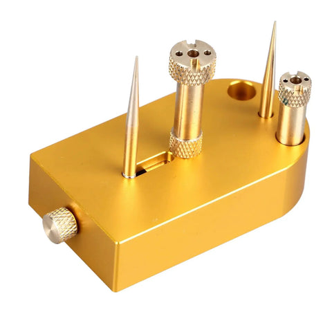 Durable Metal Hairspring Stand for Watch Repair and Movement Balancing, multifunction tool kit in gold color with precision holders.