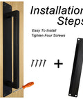8.27 Inch Sliding Barn Door Handle Matte Black Stainless Surface Mount Kit With Full Hardware No Groove Cut Needed For Quick DIY Friendly Install Durable Modern Door Pull In One Pack Ideal For Cabinet Gates And Glass Doors, surface-mounted with screws