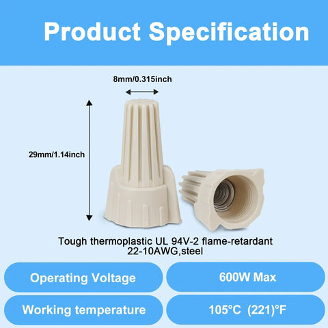 30 Pack Waterproof Direct Burial Wire Cable Splice Kit 22AWG To 10AWG Outdoor Electrical Wire Nuts with specifications