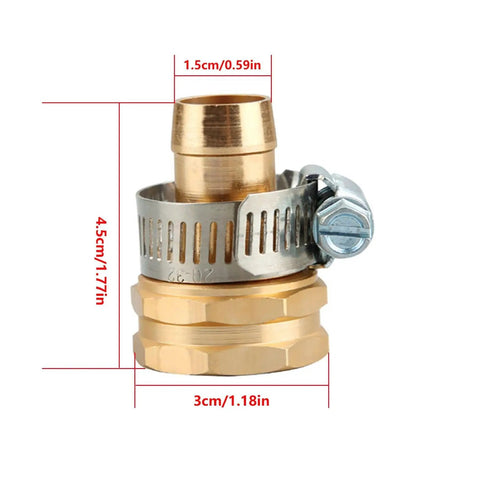 Skimsklo Heavy Duty 3/4 Inch Garden Hose Repair Kit Fixes Crushed Ends And Leakproof Male Female Water Connector Set For Outdoor Lawn Care Yard Work brass hose connector with clamp, 4.5cm height