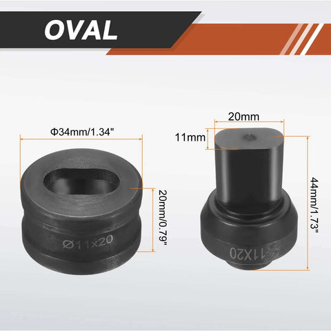 Heavy Duty Hydraulic Hole Punch Die 11x20mm Oval for CH60 Electric Punching Machine, 40Cr Steel Upper and Lower Dies, Black.