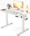 Cubiker 40X24 Electric Standing Desk Adjustable Sit Stand Home Office Table with modern accessories and ergonomic design.