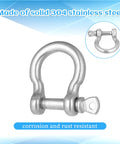 Eight Pack Heavy Duty Screw Pin Anchor Shackles Three Sixteenth Inch 304 Stainless Steel D Ring Bow Clevis Shackle displayed