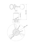Technical diagram of a Wind Speed Monitoring Sensor With High Accuracy Anemometer Zero Point Eight Meter Plug And Play Cable.