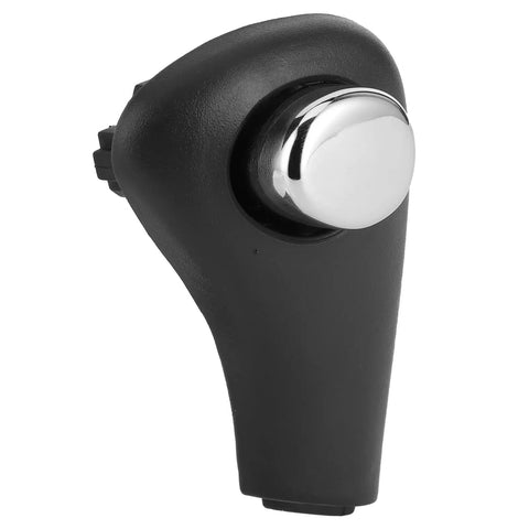 Replace Your Worn Out Button Shift Handle With This Durable Hard Plastic Gear Shift Knob For 2003 To 2006 Automatic Transmission Cars That Gets The Job Done Right Up To A Slam And Makes Driving Much Easier. Black hard plastic automatic gear shift knob with chrome button, front view