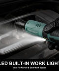 3/8 Inch Cordless Electric Ratchet Wrench Kit With 40 Ft Lbs Torque, 12V Power in action with LED light in an engine bay