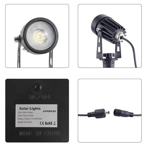 Built Tough Metal Solar Spot Lights Outdoor With 9.8 Foot Cable Low Voltage IP65 Waterproof Landscape Lighting components
