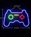 LED Gamer Neon Sign For Game Room Decor, 16x11 Inch neon gamepad-shaped light with dimensions labeled, acrylic backboard
