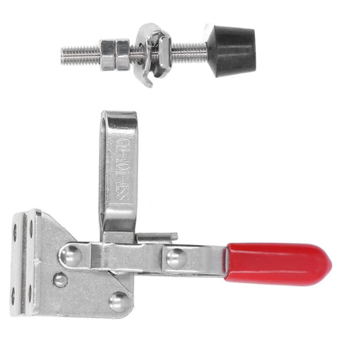 Heavy Duty 70 Kg Toggle Clamp With Stainless Steel Build For Woodworking Welding And Mold Fixturing Adjustable Opening Keeps Your Pieces Locked Down For Precision Tasks And Easy Setup, stainless steel clamp shown open