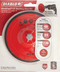 Disc Sanding StickFast Kit 5 Inch Coarse 120 Grit Premium Coated With Industrial PSA Backing packaging display
