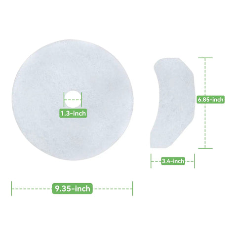 25 Piece Cloth Dryer Filter Replacement Set with measurements for 20 Exhaust Filters and 5 Air Intake Filters for Panda Magic Chef Sonya Avant Dryers